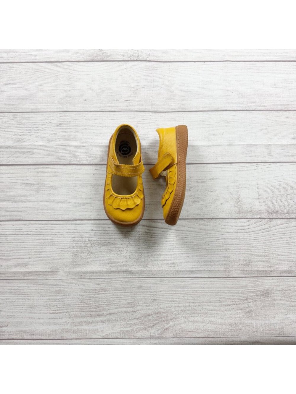 Livie & Luca Yellow Mary Jane Toddler Shoes Fringe Detail Strap US 12